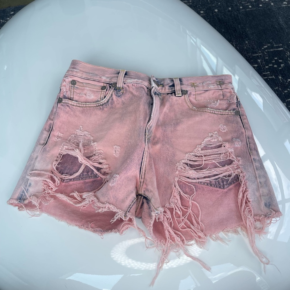 R13 Shredded Slouch Short Faded Pink Size 28